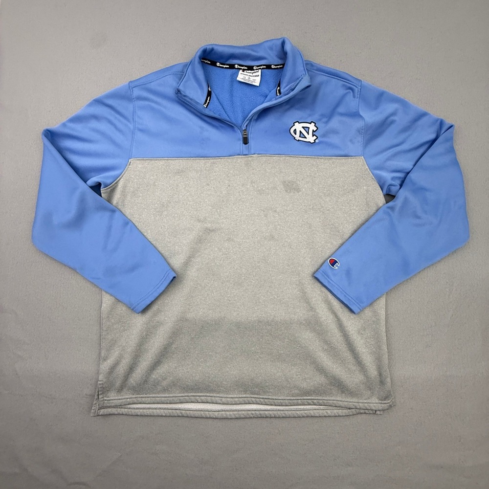 Champion Pullover Mens Large Blue Gray UNC Tar Heels Quarter Zip Fleece Gorpcore